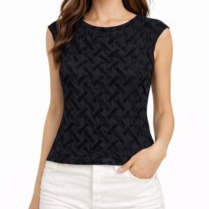 Elegant Black Patterned Women's Top